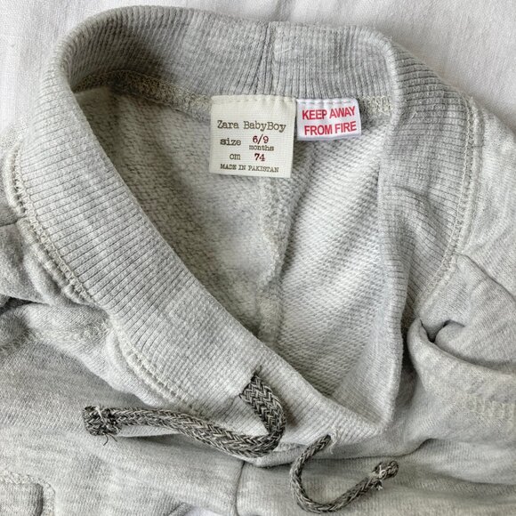 🪴5/$30 Zara 6-9 Months baby Grey Sweatpants Pants Bottoms - Picture 2 of 4
